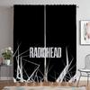 Radiohead Cortinas para Dormitorio Cortinas Modernas para Sala de Estar 2 Piezas Decoración de Halloween Visillos Cortina Blackout Separador Niño