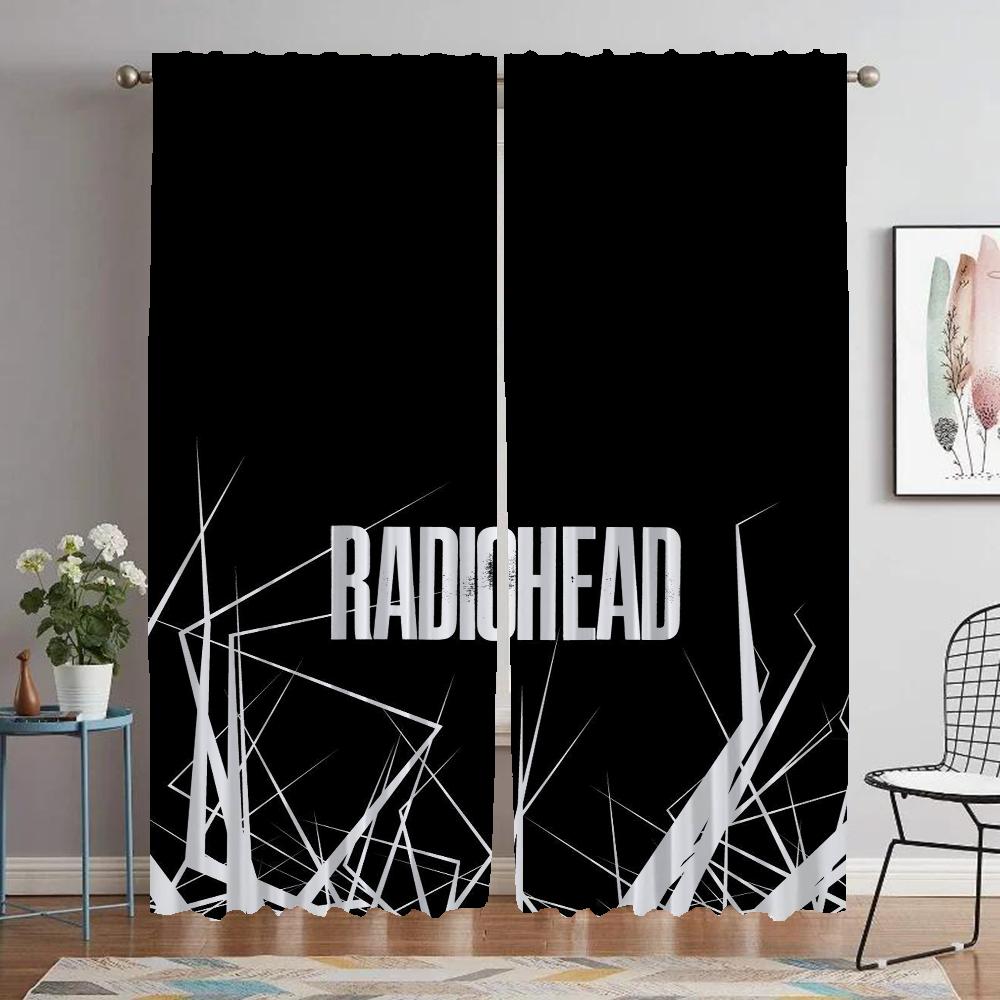Radiohead Cortinas para Dormitorio Cortinas Modernas para Sala de Estar 2 Piezas Decoración de Halloween Visillos Cortina Blackout Separador Niño