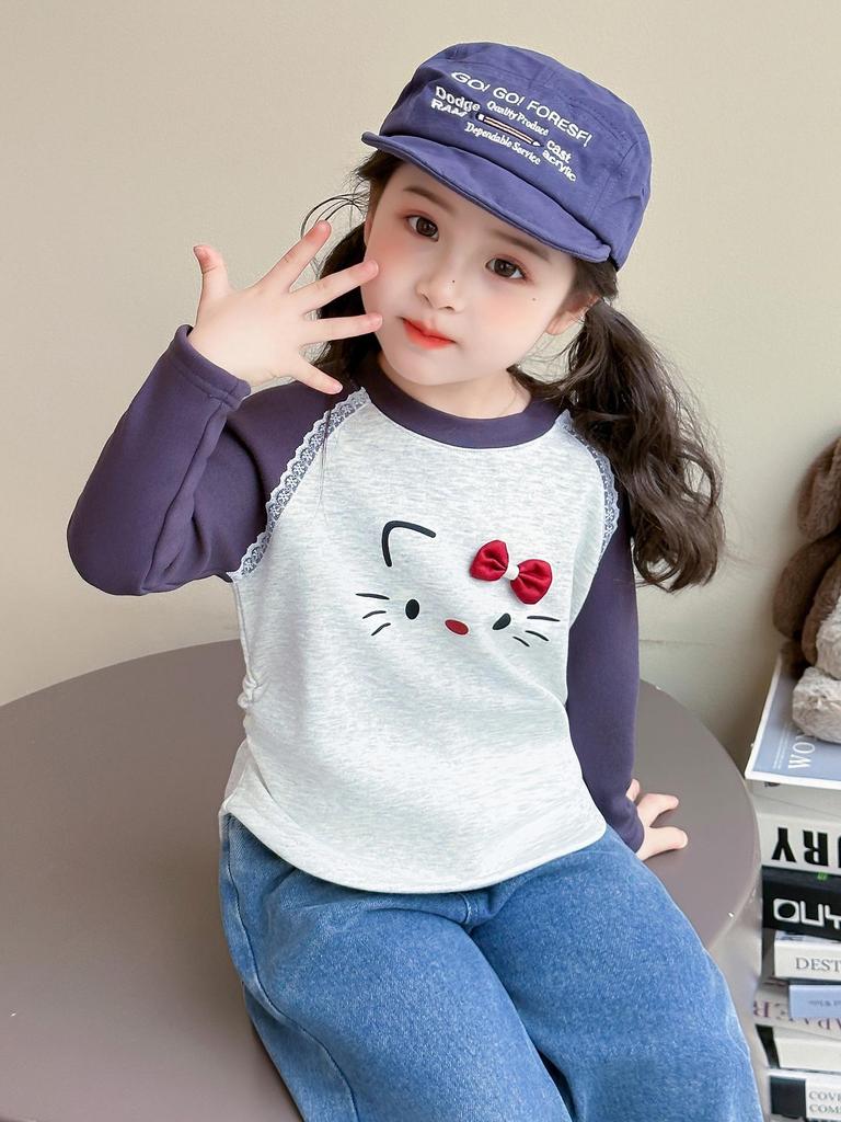 2025 Mädchen Fleece-gefütterter Einteiler als Basisschicht für Herbst/Winter - Verdicktes T-Shirt für Babys