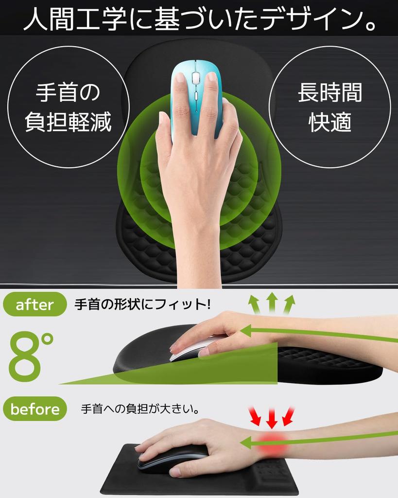 Mouse Pad with Integrated Wrist Ergonomic Massage Dot Tendonitis Wrist Pain Memory Fatigue Rubberized for Doctor-Approved Support, Design, Relief,