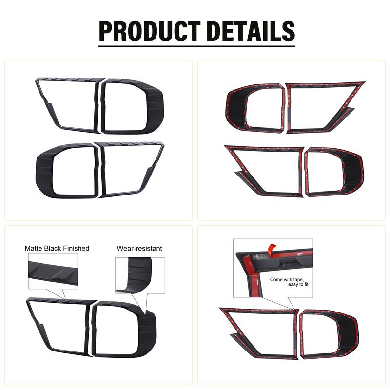 2PCS/SET Matte Black Taillight Tail Lights Cover Rear Light Cover Protection For Ford Everest   2024 4X4 Car Accessories