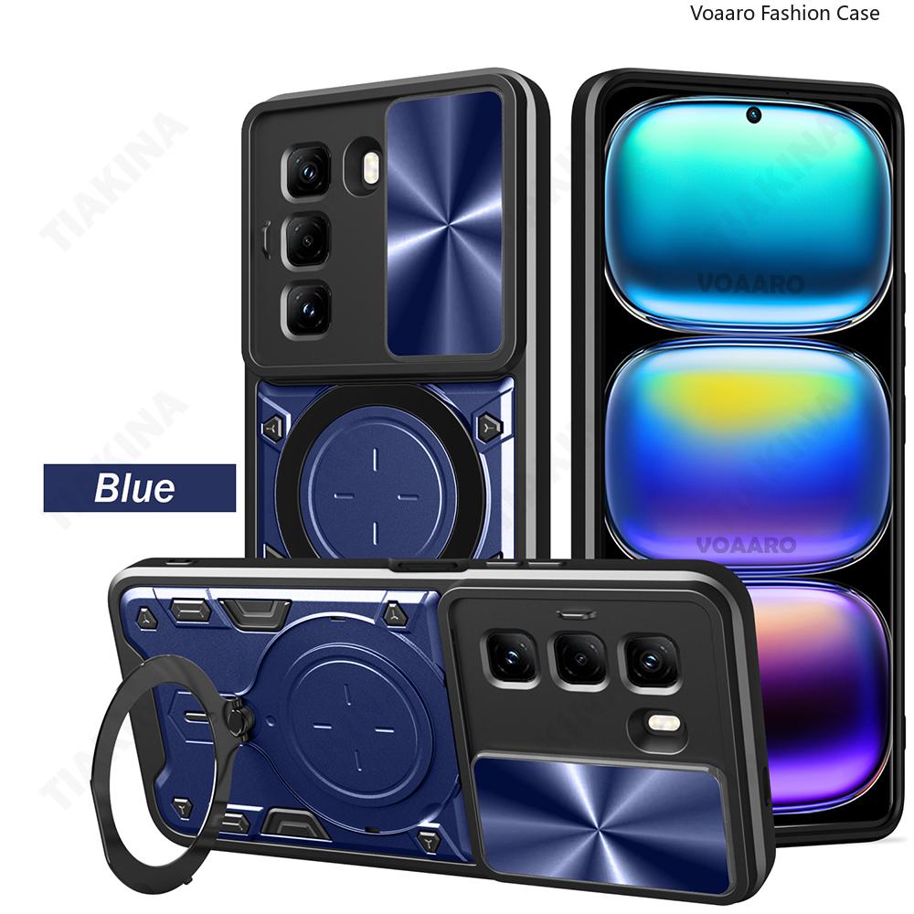 Slide Lens Armor Funda for Infinix Hot 50 5G Case for Infinix Hot 50 Pro Plus 5G Case Magnetic Rotate Ring Stand Holder Cover
