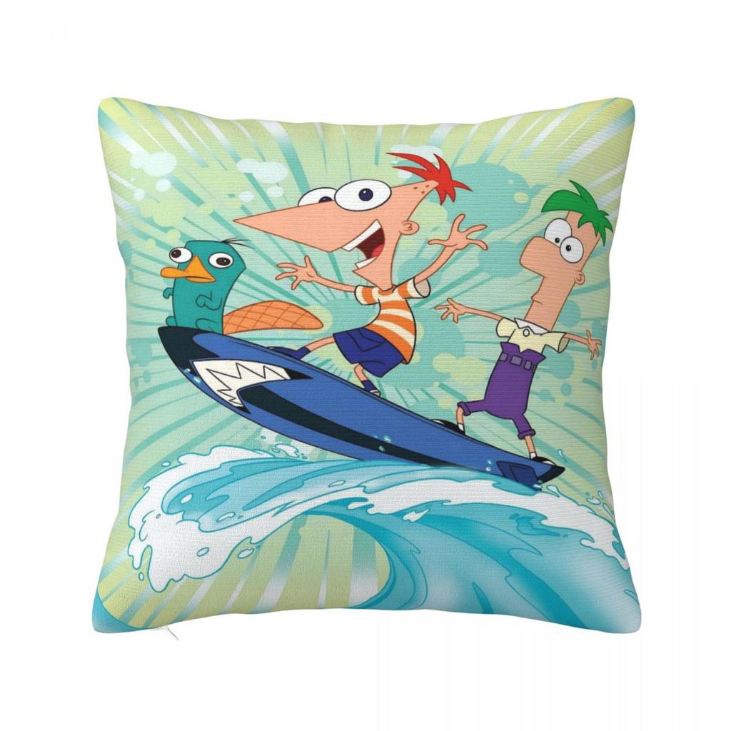 P-Phineas And F-Ferbs Pillow Case Morden Pillow Cover Polyester Design Cushion Cover Pillowcases For Chair Sofa Home Decoration