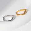 Women Finger Ring V-Shaped Curved Geometric Adjustable Fit Open Ring Stainless Steel Texture Architecture