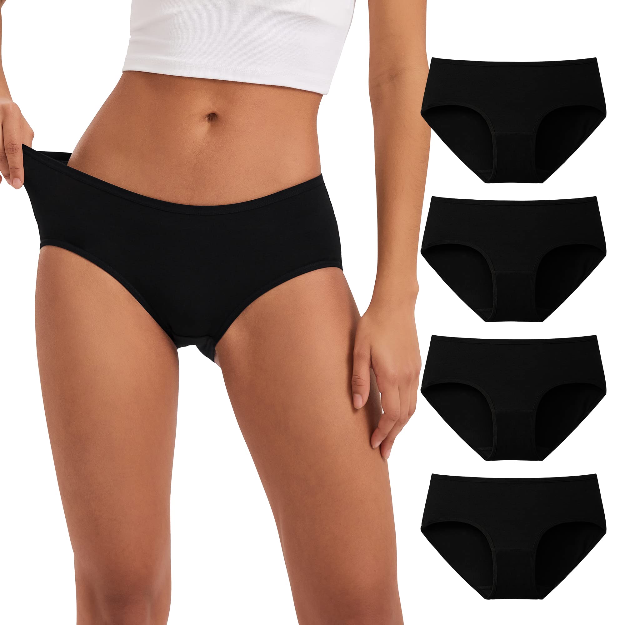 

INNERSY Хлопковый набор из 4 женских трусиков, Удобные, Дышащие, Эластичные, Спортивная одежда, 4, M-3XL (2XL, черный)