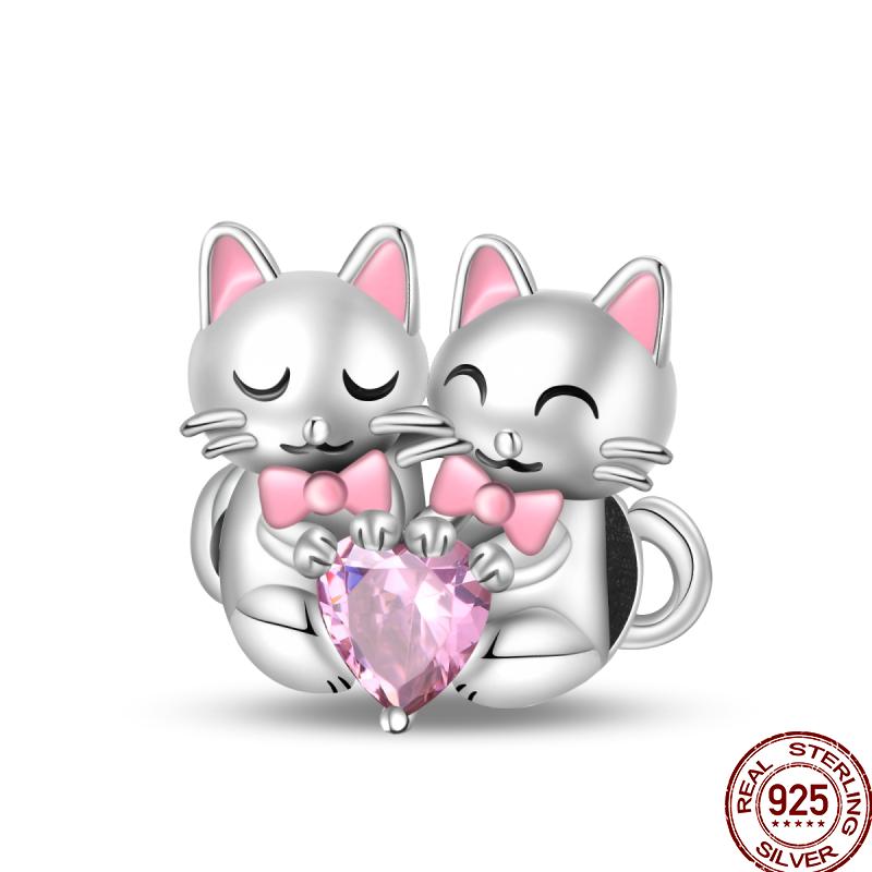 Copper Pet Animal Series Puppy And Kitten Cute Pet Lovely Charm Beads Suitable For 3Mm Original Bracelet Diy