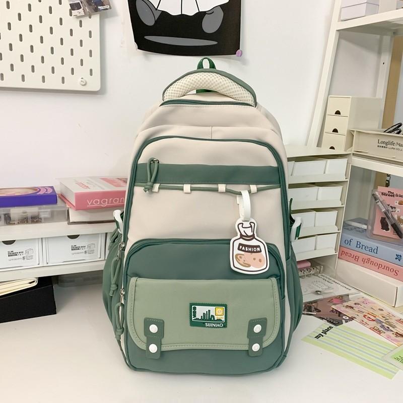 Fashion Color Collision Large Capacity Student Backpack For School Travel And