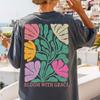 Comfort Colors Bloom With Grace Shirt, Floral Christian Tee, Vintage Wildflower Graphic T Shirt, Faith Inspired Botanical Tee, Women's Gift