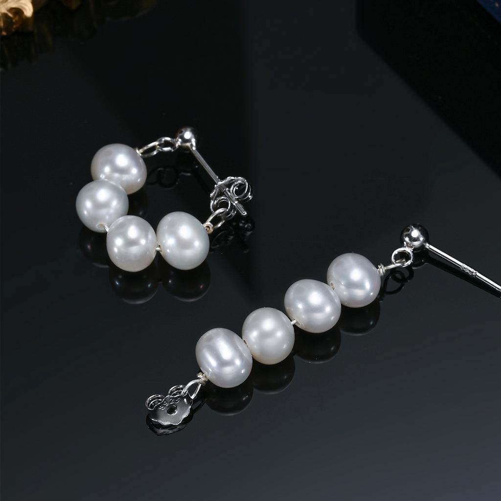 Cut 5-6mm Natural Freshwater White Pearl Flat Round Ear Studs 925 Sterling Silver Earrings Fine For Women Girls Jewelry Gifts