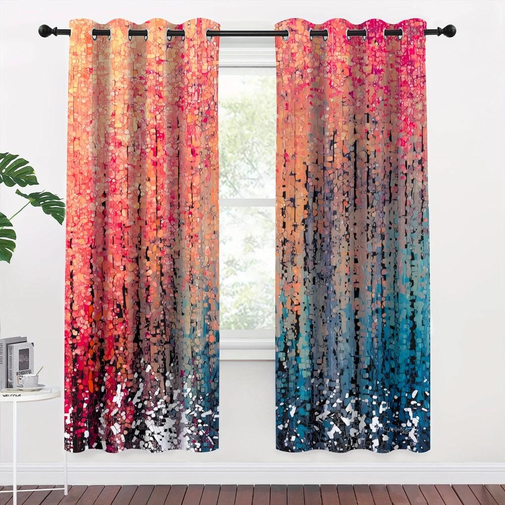 / Set Abstract Crystal Color Art Digital Print Drape Grommet Best Livingroom Space Drape Blocking DrapeTranslucentDrape