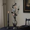 Halloween Horror Atmosphere Decor Black Artificial Branches, Scary Eyeballs Picks with Bats Pine Spooky Cones for Gothic Vase Filler, Floral