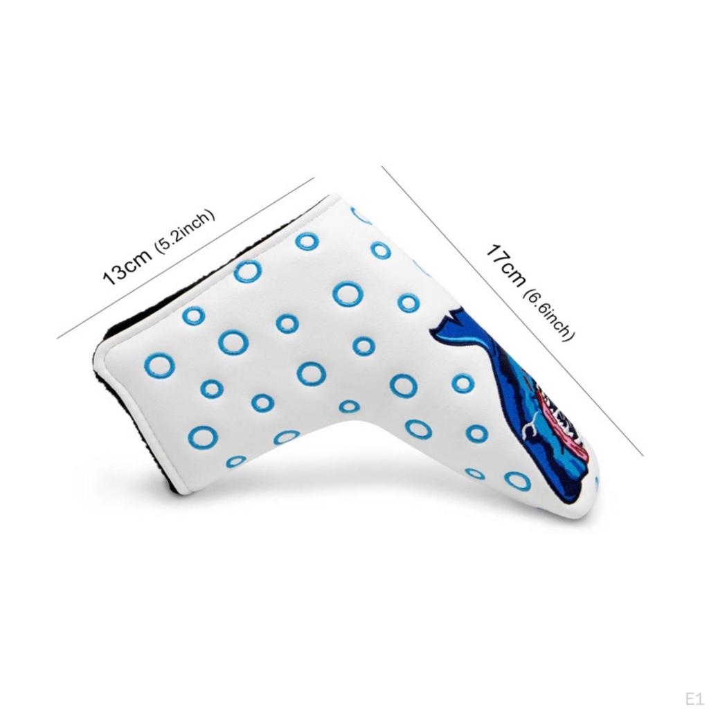 Putter Cover with Shark Embroidery Embroidered Waterproof for Golfers Black Blade