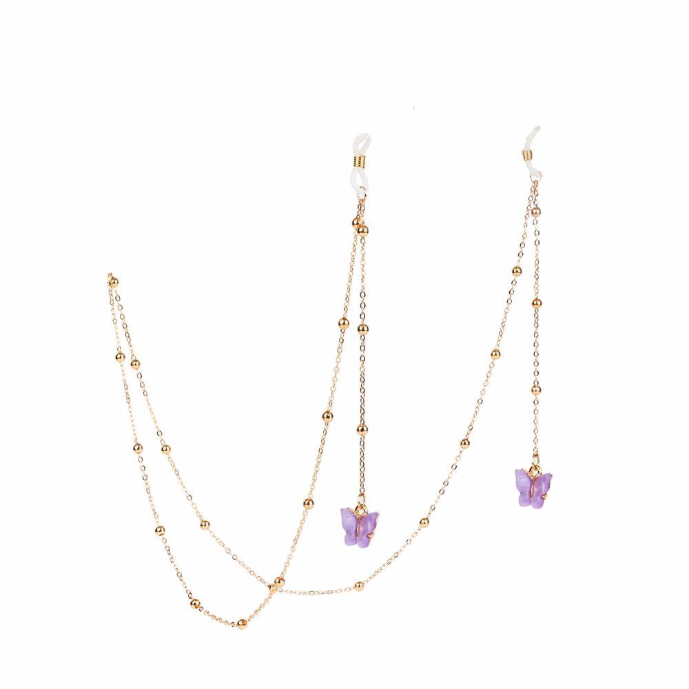 

Trend Non-slip Bead Eyewear Zinc Zinc Alloy Butterfly Mask Hanging Rope Neck Strap Metal Glasses Chains J