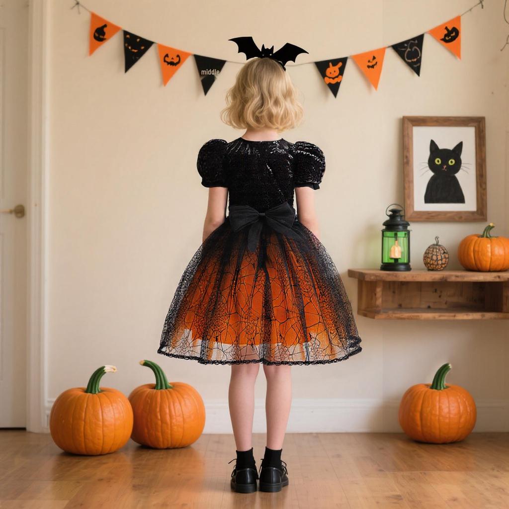 Children's Halloween Witch Vampire Masquerade Cosplay Princess Party Dress