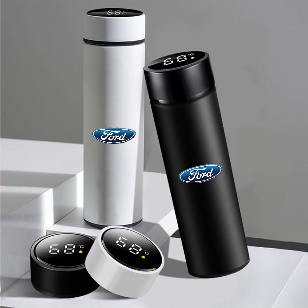 Car Intelligent Thermos Cup Temperature Display Bottle Badge Cover for Ford Mustang Focus Fiesta ST Racing Escape Kuga Transit