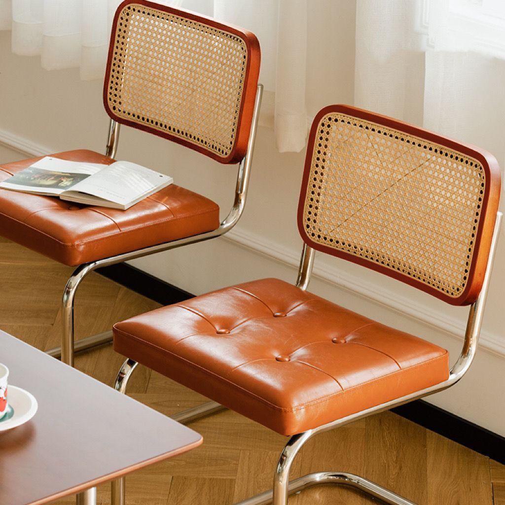 Nordic Soft Upholstered Rattan Dining Chair: Designer Vintage Style for Home, Cafe, or Hotel