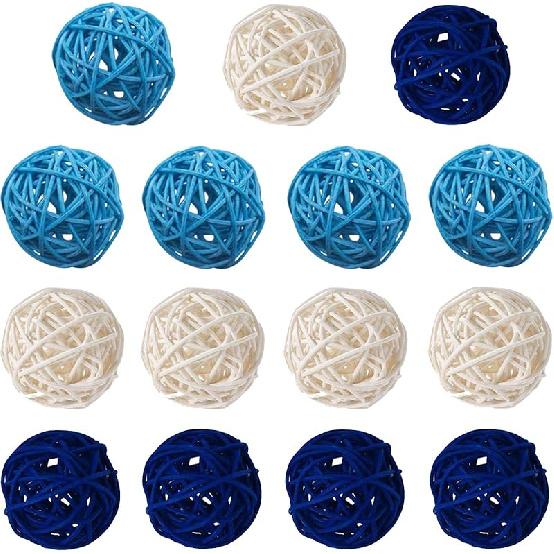 15 Pieces Wicker Rattan Balls Decorative Orbs Vase Fillers for Craft, Party, Wedding Table Decoration, Baby Shower, Aromatherapy Accessories, 2 Inch
