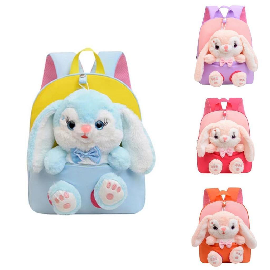 Rabbit Playful Plush Backpack For Children With Stylish Embroidery And Variety Color