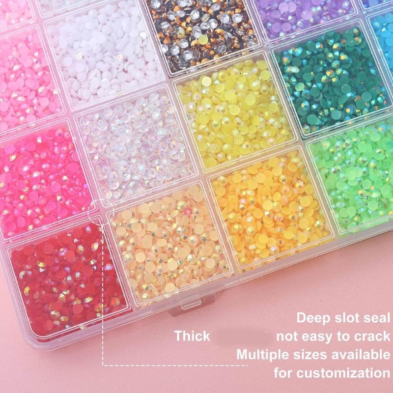 Resin AB Glittering Flat Back Rhinestones For Nail Art In 3mm 4mm 5mm 6mm Sizes With Jelly Color Option 10000pills/Box