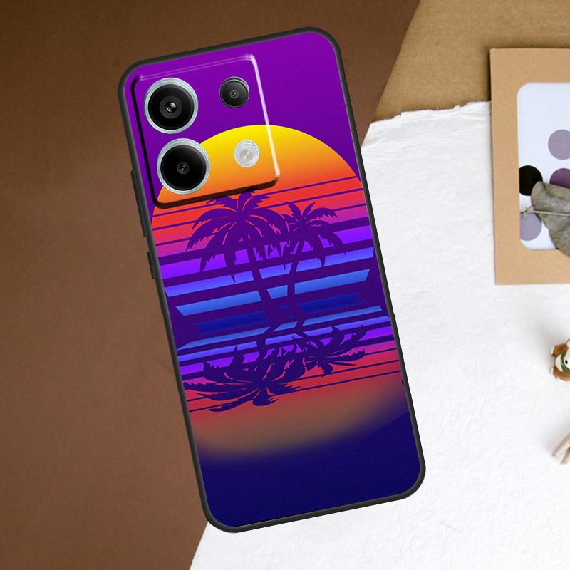 80s Retrowave Neon Palms Tree Case For Xiaomi Redmi Note 13 Pro Plus Note 12 11 9 10 11S 10S 12S Redmi 13C 10C 12C Cover