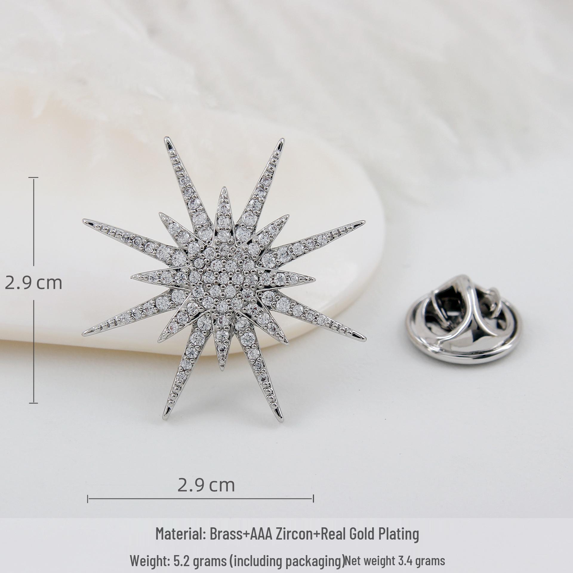 Elegant Zirconia Star Brooch: Unisex High-End Lapel Pin with Anti-Exposure Buckle