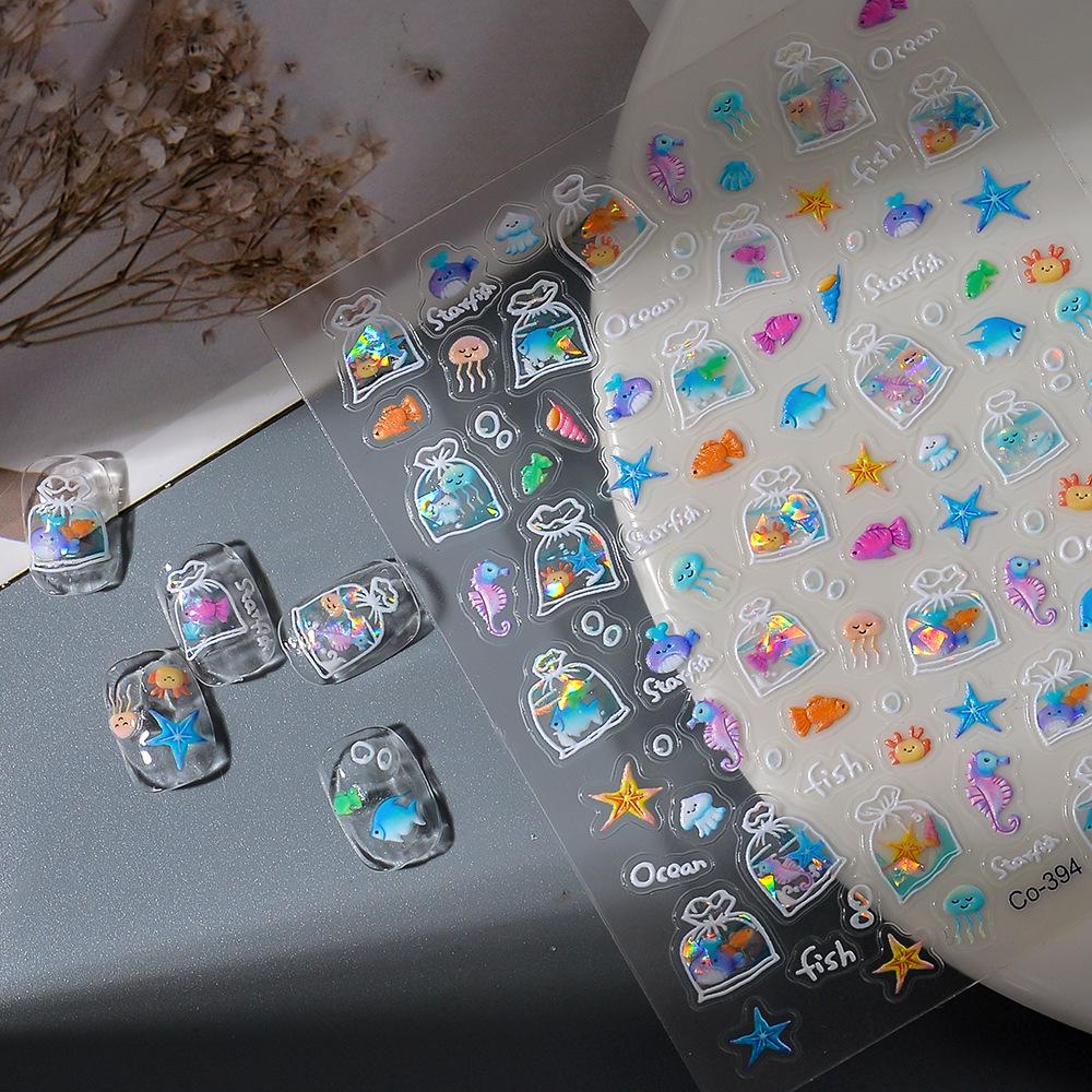 3D Starfish Goldfish Jelly Stickers for Nails, Phones, iPads & Planners
