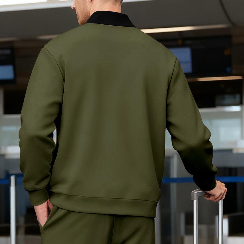 2025 Spring and Autumn Men's Stand Up Collar Jacket Solid Color Sports and Leisure Zipper Long Sleeve Top Men's Coat