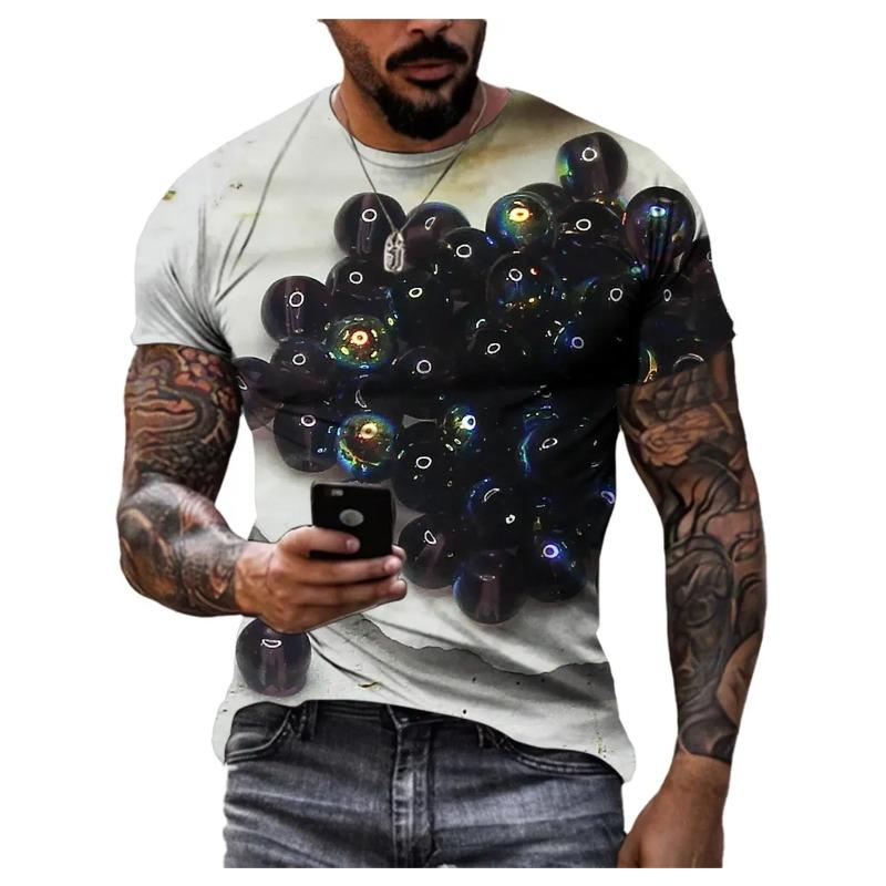 Summer Round Neck 3D Food Pattern Print Top Fashionable Casual Hip Hop Short Sleeved Men's T-shirts