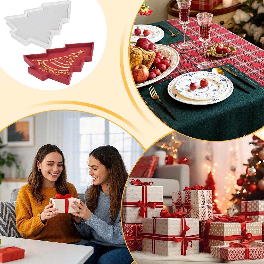Silikon Weihnachtsformen 7,09x5,51in Silikon Weihnachtsbaum Tablettform Gussform für kleine Gegenstände Lebensmittel Tischdekoration