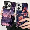 Dreamy Night Cherry Blossom Tree Plating Phone Case For Xiaomi Redmi Note 14 15 Pro Plus 13 12 11 11S 11T 10 9S 9 5G Anti-Fall A