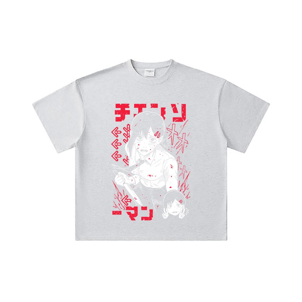260 GSM Double Yarn 32 Count 100% Cotton Chainsaw Man V14 Kobeni Print Unisex Heavy Cotton T Shirt