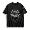 Viking Horn Warrior Print Trendy Casual Short Sleeve T-Shirt Pure Cotton T-shirt
