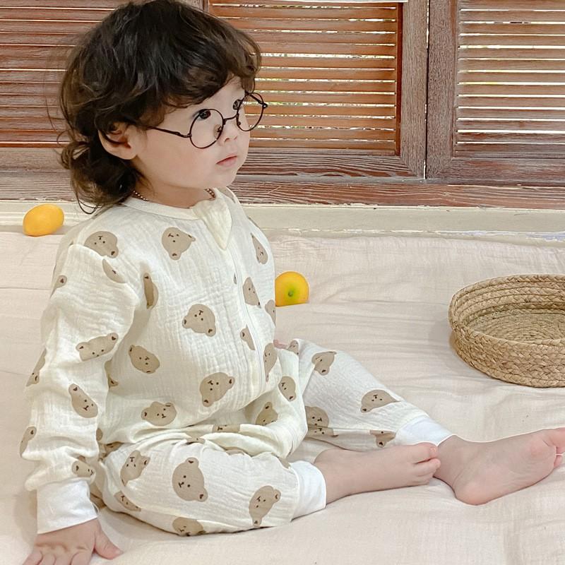 Baby Cotton Gauze Sleepsuit Romper Toddlers Lightweight Breathable Pajamas Unisex