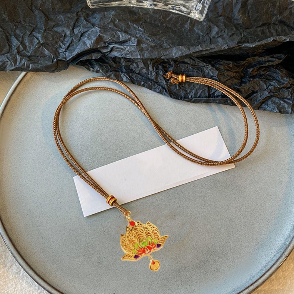 Gold Fish Dragon Pendant Necklace Flower Collarbone Necklace Chinese Style Necklace  Gifts