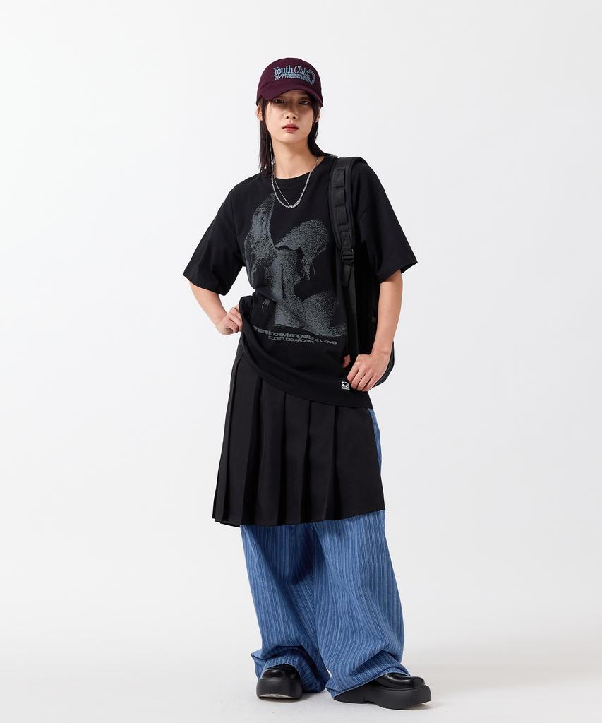 ODDSTUDIO Angelic Graphic Oversized T-Shirt - Black