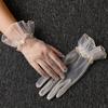 Fashion Elegant Sheer Lace Tulle Gloves Ultra Thin Stretchy Soft Full Finger Mesh Wrist Wedding Party Event Women's Accessories