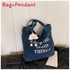 Large Capacity Denim Tote Bag With Car Stitching For Everyday Outfits