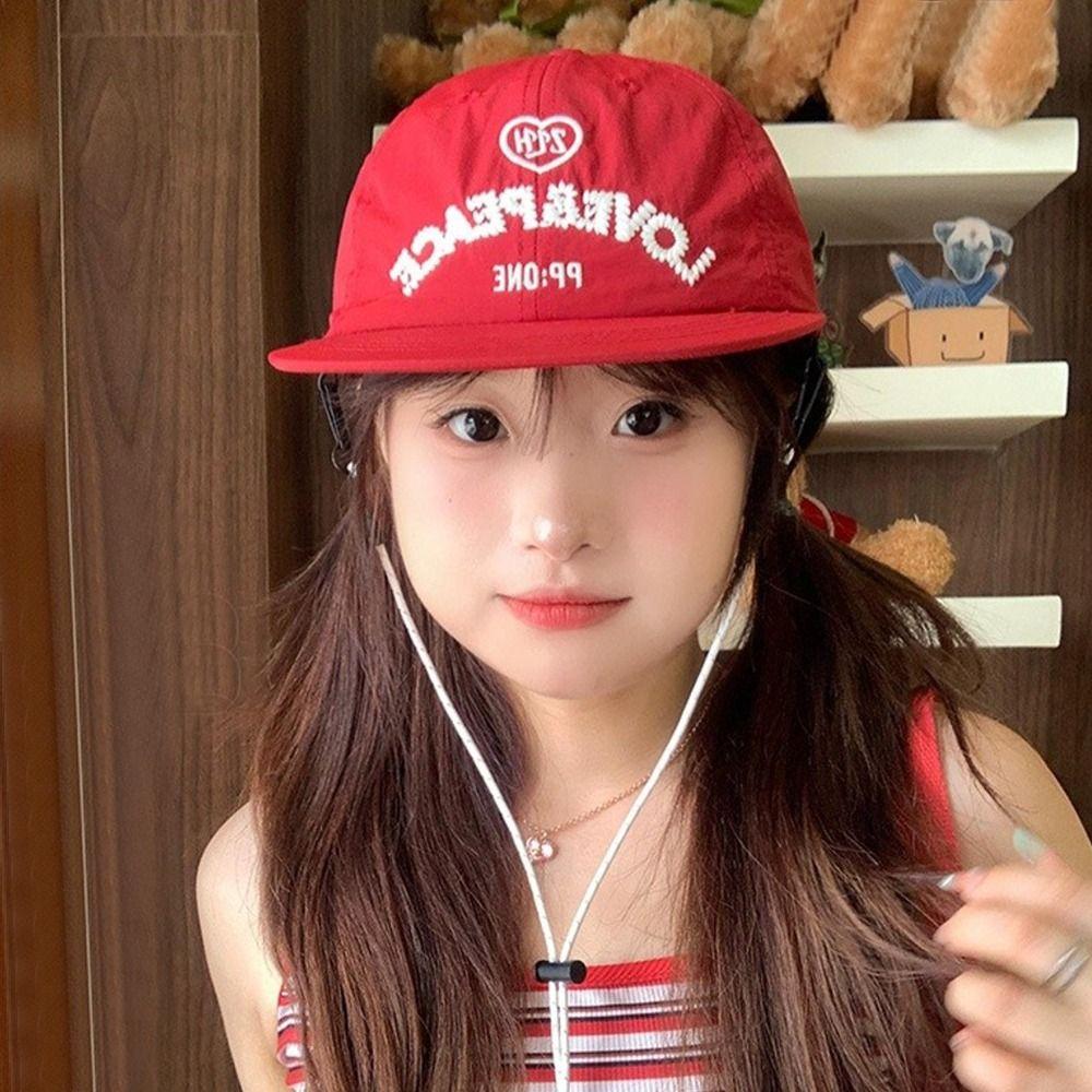 Korean Drawstring Baseball Cap Cotton Women's Visors Casual Letter Baseball Cap  Teenagers