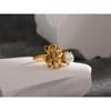Eetit Stainless Steel Fashion Charm Flower Ring for Women Personality Statement Finger Gold Color Waterproof Jewelry Accessories