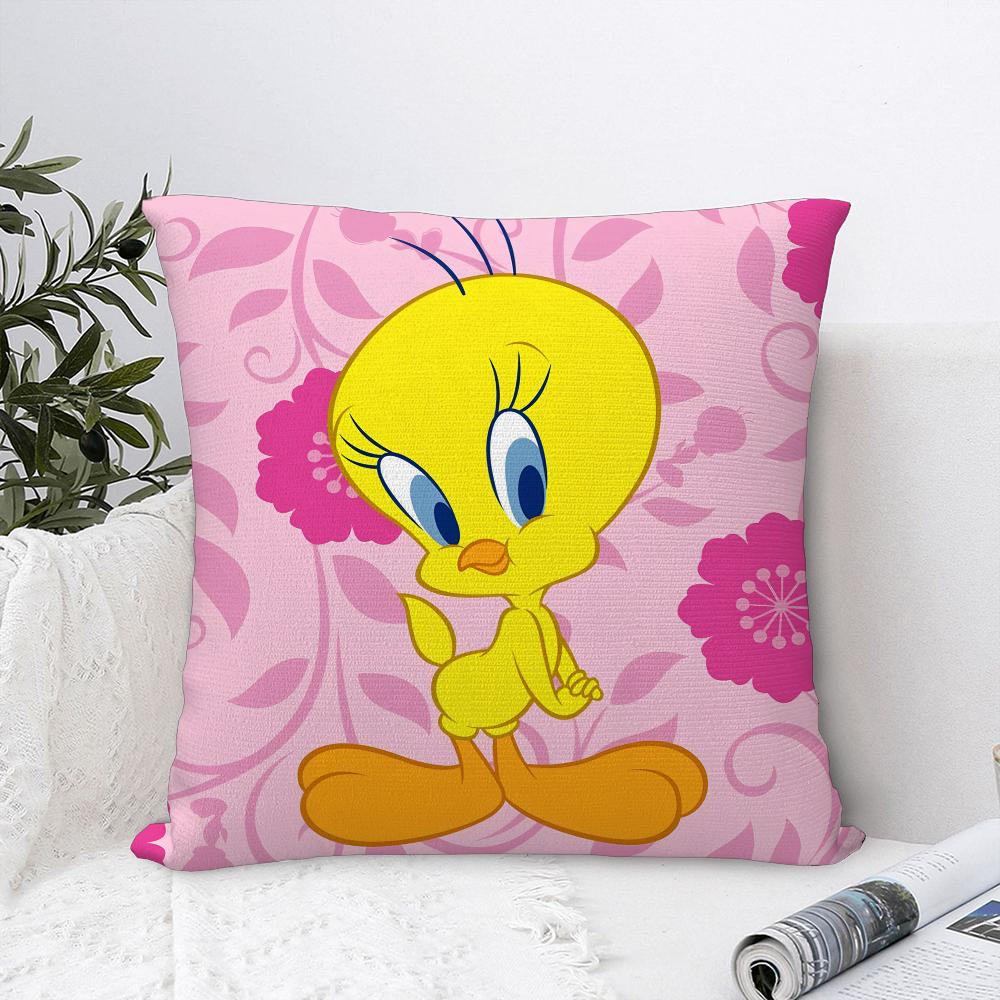 

Cartoon T-Tweety B-Bird Pillow Case Sofa Decorative Home Double-sided Print Plush Square Throw Pillow Covers Cushion Decor Cover 16x16Inch