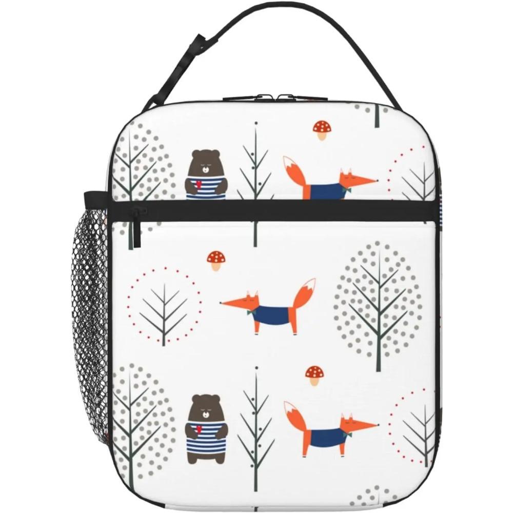 Fox Bunny Cloud Lunch Bag for Women Men Reusable Insulated Lunch Box Portable Lightweight with Side Pocket for Work Picnic