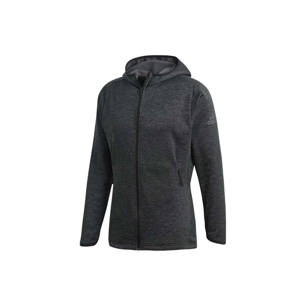 Adidas Solid Color Knitted Casual Hooded Jacket Men Jackets Black DM4386