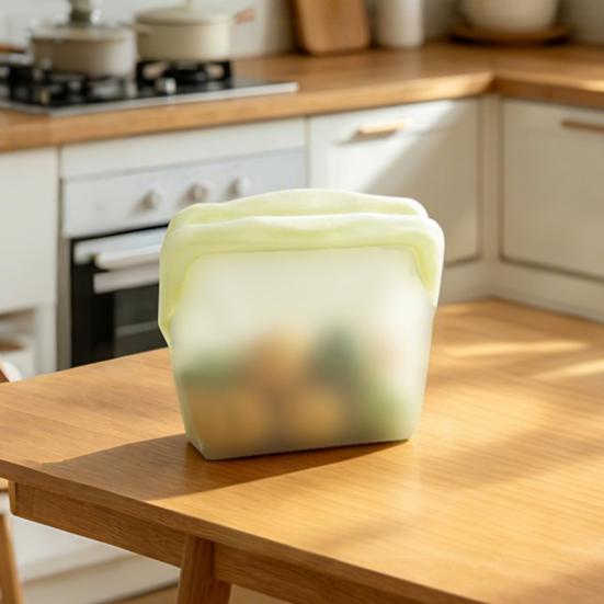 4PCS Fresh-Keeping Silicone Storage Bag Leak-Proof Reusable Containers Odor-Proof Thick Tear-Resistant Stand-Up Food Bags for Soup Sauce Leftovers