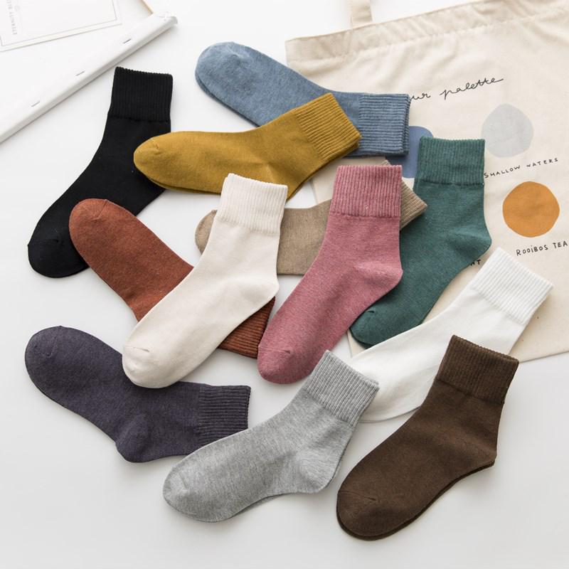 Spring/Summer Women's Mid-Calf Cotton Socks - Trendy Japanese/Korean Style, Candy Colors, Thick, Versatile