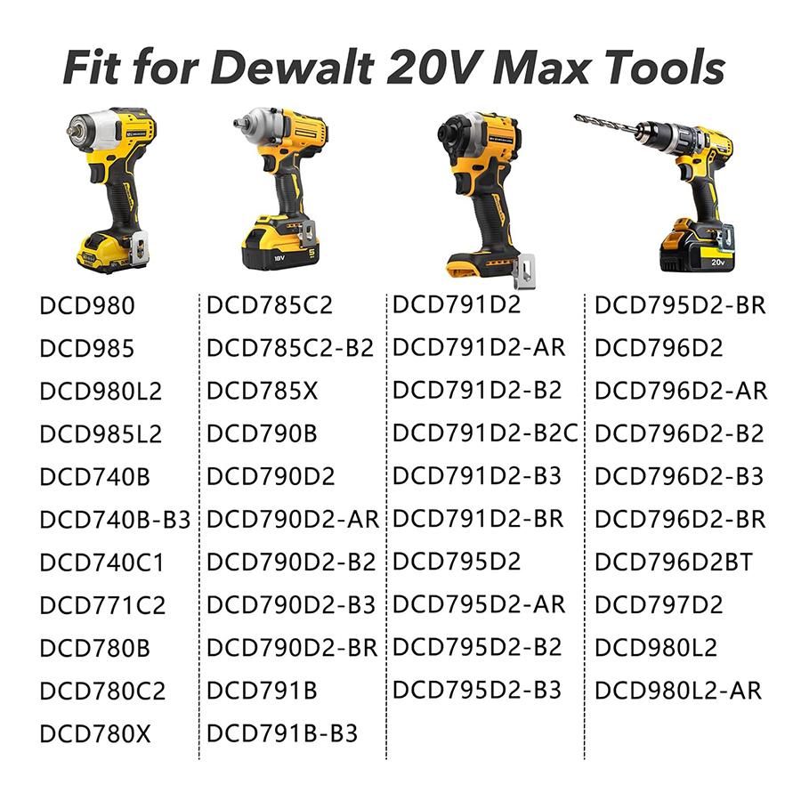 6 stk DEWALT Erstatningsbeltehemper Rustfritt Stål Verktøybelte Koblinger Krok Tilbehør Deler for 20V Elektroverktøy