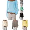 T-shirt in Cotone da Donna con Girocollo Manica Lunga Vestibilità Casual Morbido Comfort