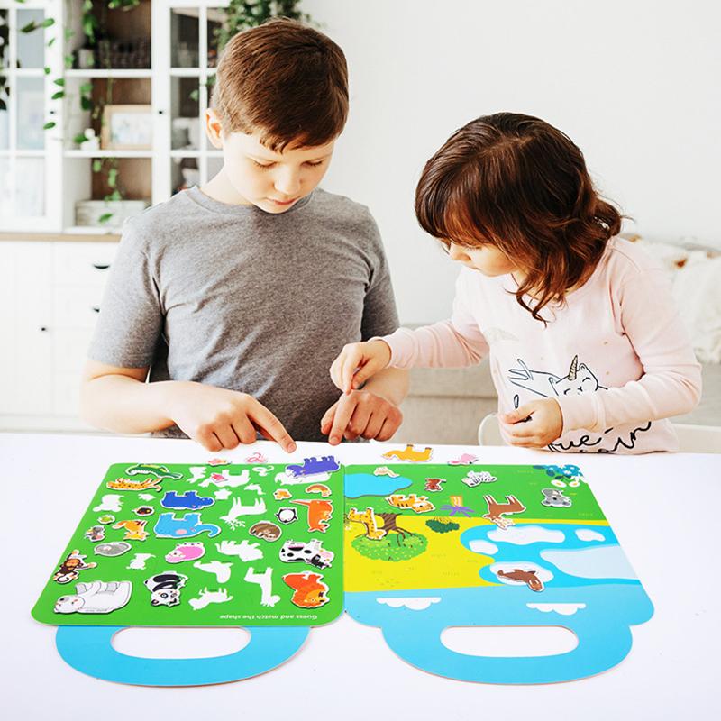 Kids Scene Magnetic Puzzles Montessori Busy Book Open-ended Education Toys Car Animal Shape Matching Game Quiet Book Jigsaw Toys