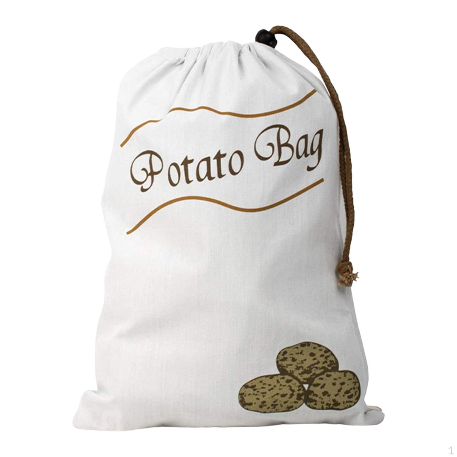 Breathable Canvas Vegetable Bag with Black Lining, Drawstring Closure, for Storing Potatoes And Potato