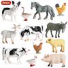 Oenux Zoo Farm Series Farmer Cow Hen Duck Model Action Figures Poultry Animals Set Figurine Miniature Educational Kids Toy