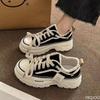 Fashion Retro Classic Women's Flat Bottomed Lace Up Thick Soled Raised Canvas Shoes Multi Versatile Women Vulcanized Shoes Sneakers